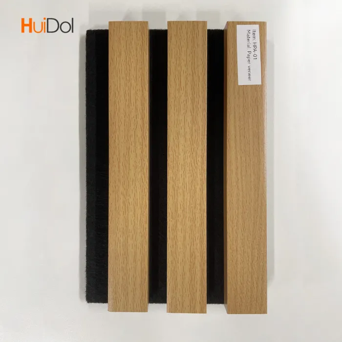 PU Coated Wooden Grille Slat Panels - Premium Acoustic Wall Cladding with Paper Veneer Finish for Modern Interior Decoration