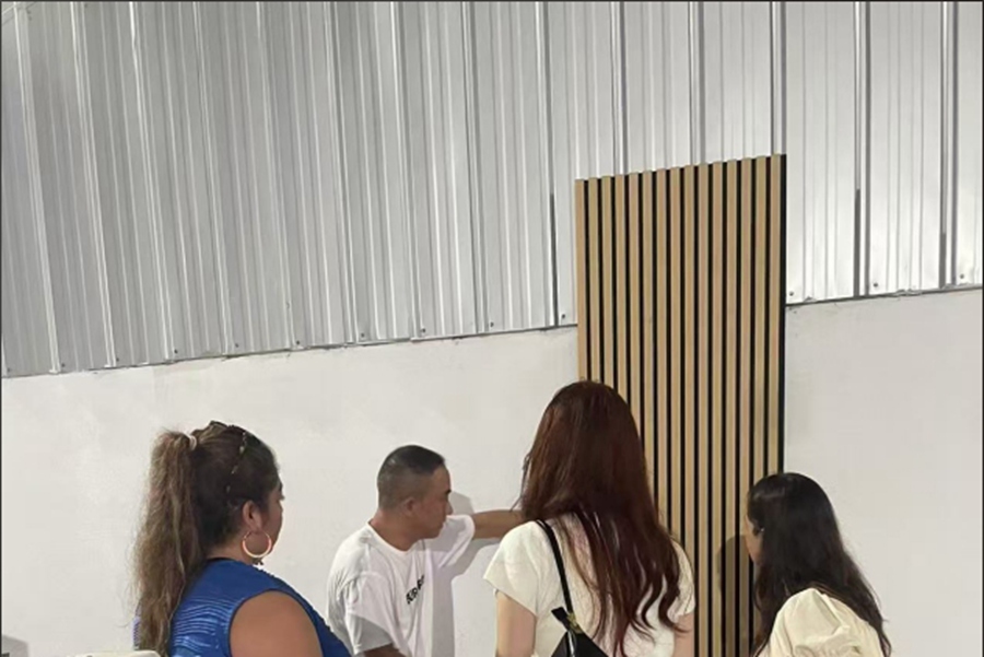 Customer visits factory products